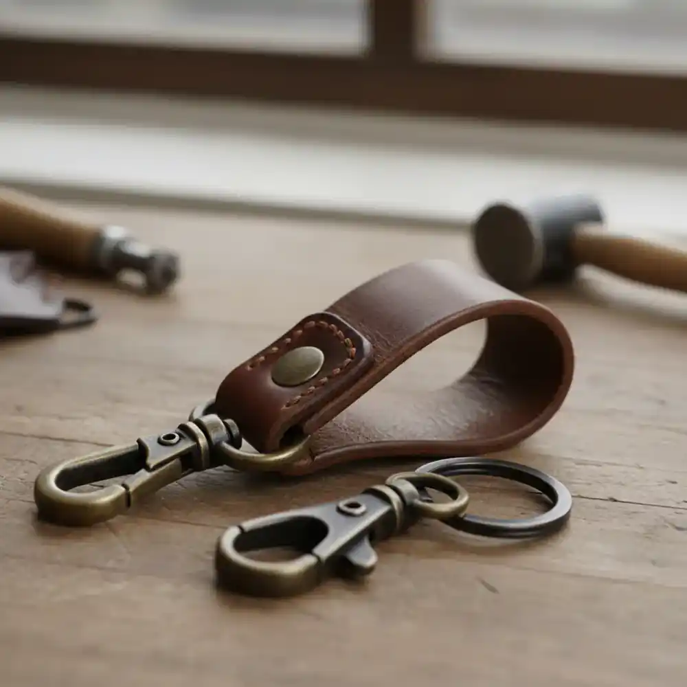 Leather key loop with hardware