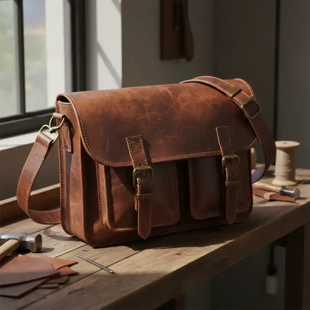 Leather messenger bag
