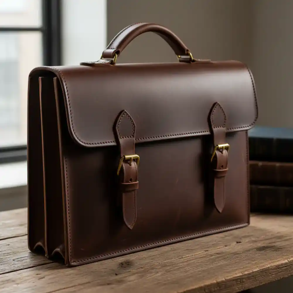 Dark brown leather heritage briefcase