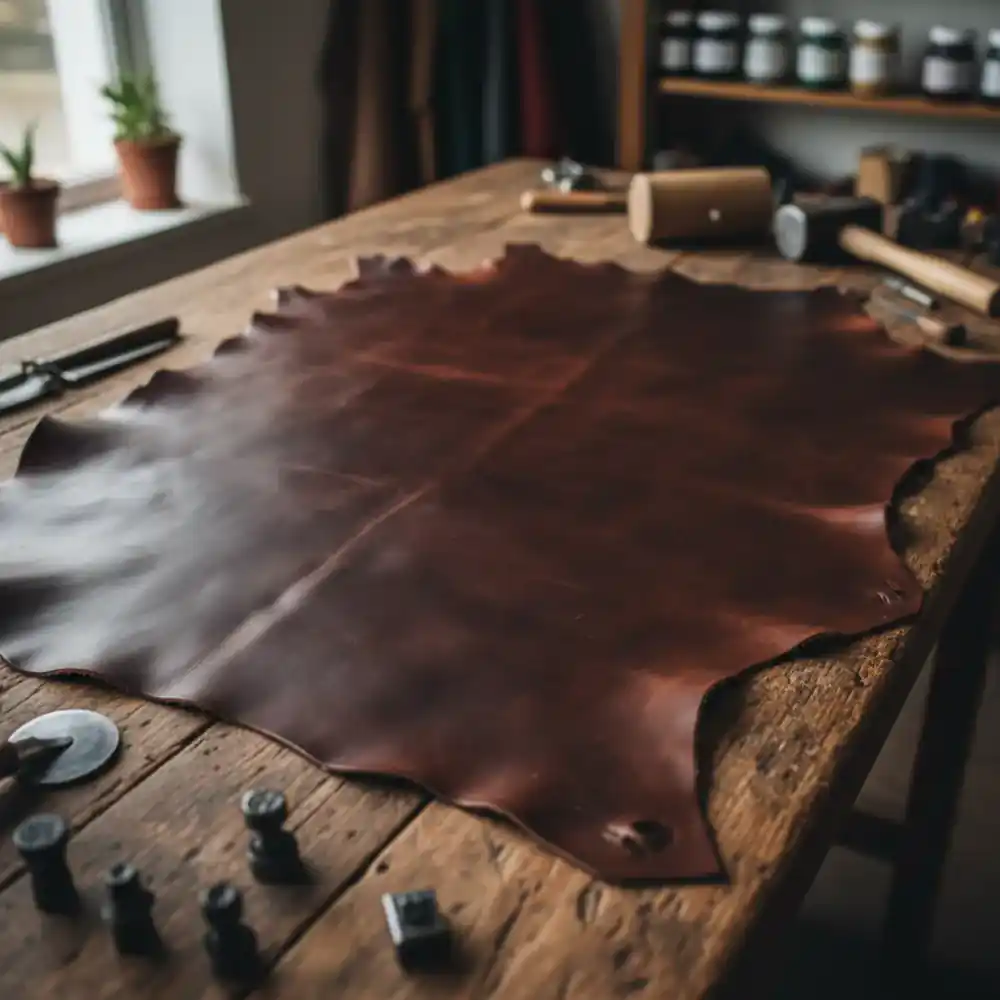 Vegetable tanned leather hide