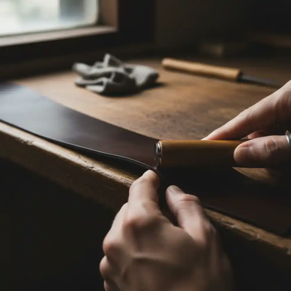 Burnishing leather edges to a shine